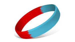 Segmented Silicone Wristbands - Red/Sky BLue