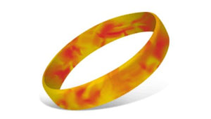 Swirled Silicone Wristbands - Red/Yellow