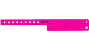 Vinyl Wristbands - 1 Tab Neon Pink