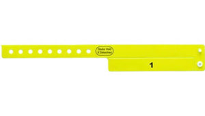 Vinyl Wristbands - 1 Tab Neon Yellow