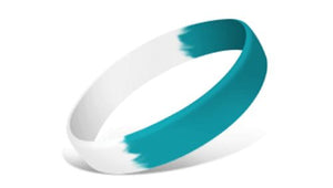 Segmented Silicone Wristbands - Teal/White