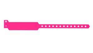 Vinyl Wristbands - Wide Face Neon Pink