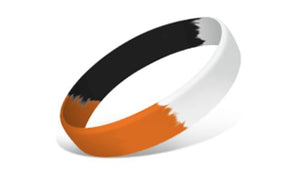 Segmented Silicone Wristbands - White/Black/Orange