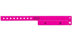 Vinyl Wristbands - 2 Tab Neon Pink