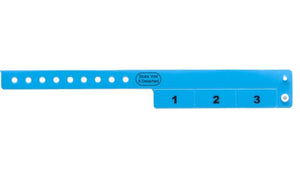 Vinyl Wristbands - 3 Tab Neon Blue