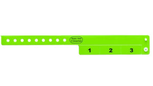 Vinyl Wristbands - 3 Tab Neon Green