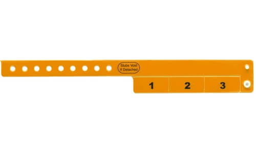 Vinyl Wristbands - 3 Tab Neon Oranage