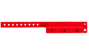 Vinyl Wristbands - 3 Tab Neon Red