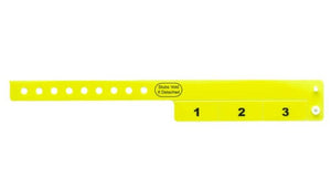 Vinyl Wristbands - 3 Tab Neon Yellow