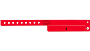 Vinyl Wristbands - 1 Tab Neon Red