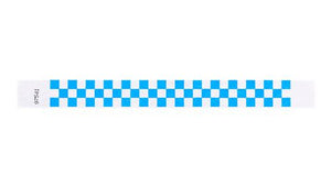 Tyvek 1" Wristbands - Checkerboard Neon Blue