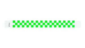 Tyvek 1" Wristbands - Checkerboard Neon Green