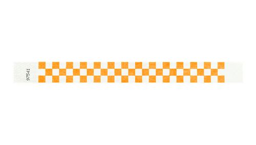Tyvek 1" Wristbands - Checkerboard Neon Orange