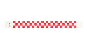 Tyvek 1" Wristbands - Checkerboard Neon Red