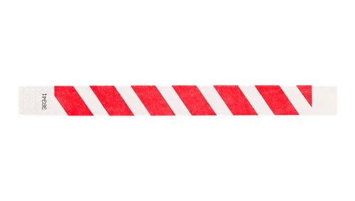 Tyvek 1" Wristbands - Stripes Neon Red