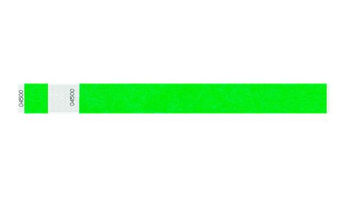 Tyvek 1" Wristbands - Detachable Stub Neon Green