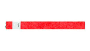 Tyvek 1" Wristbands - Detachable Stub Neon Red