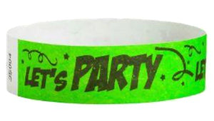 Tyvek 3/4" Wristbands - Let's Party