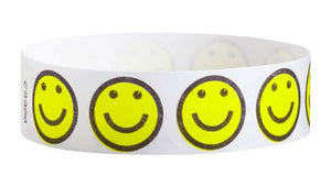 Tyvek 3/4" Wristbands - Smiley Happyface
