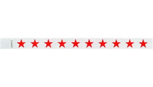 Tyvek 3/4" Wristbands - Stars Neon Red