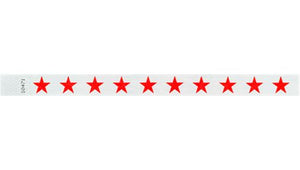 Tyvek 3/4" Wristbands - Stars Neon Red