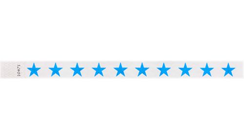 Tyvek 3/4" Wristbands - Stars Neon Blue