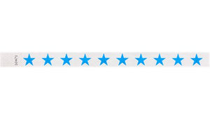 Tyvek 3/4" Wristbands - Stars Neon Blue