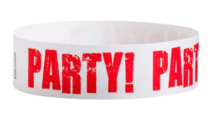Tyvek 3/4" Wristbands - Red Party