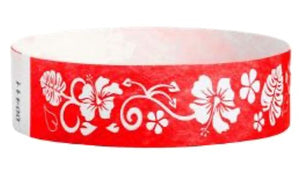 Tyvek 3/4" Wristbands - Hawaiian Flowers