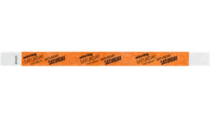 Tyvek 3/4" Wristbands - Saturday Neon Orange