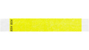 Tyvek 3/4" Wristbands - Duplicate Numbers Neon Yellow