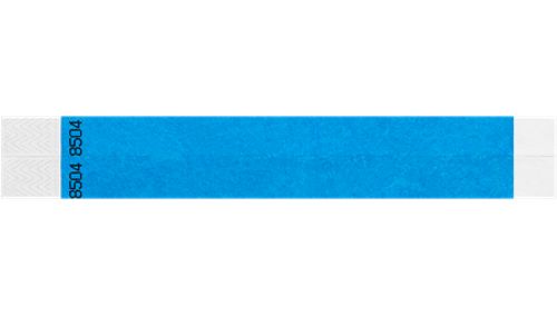 Tyvek 3/4" Wristbands - Duplicate Numbers Neon Blue